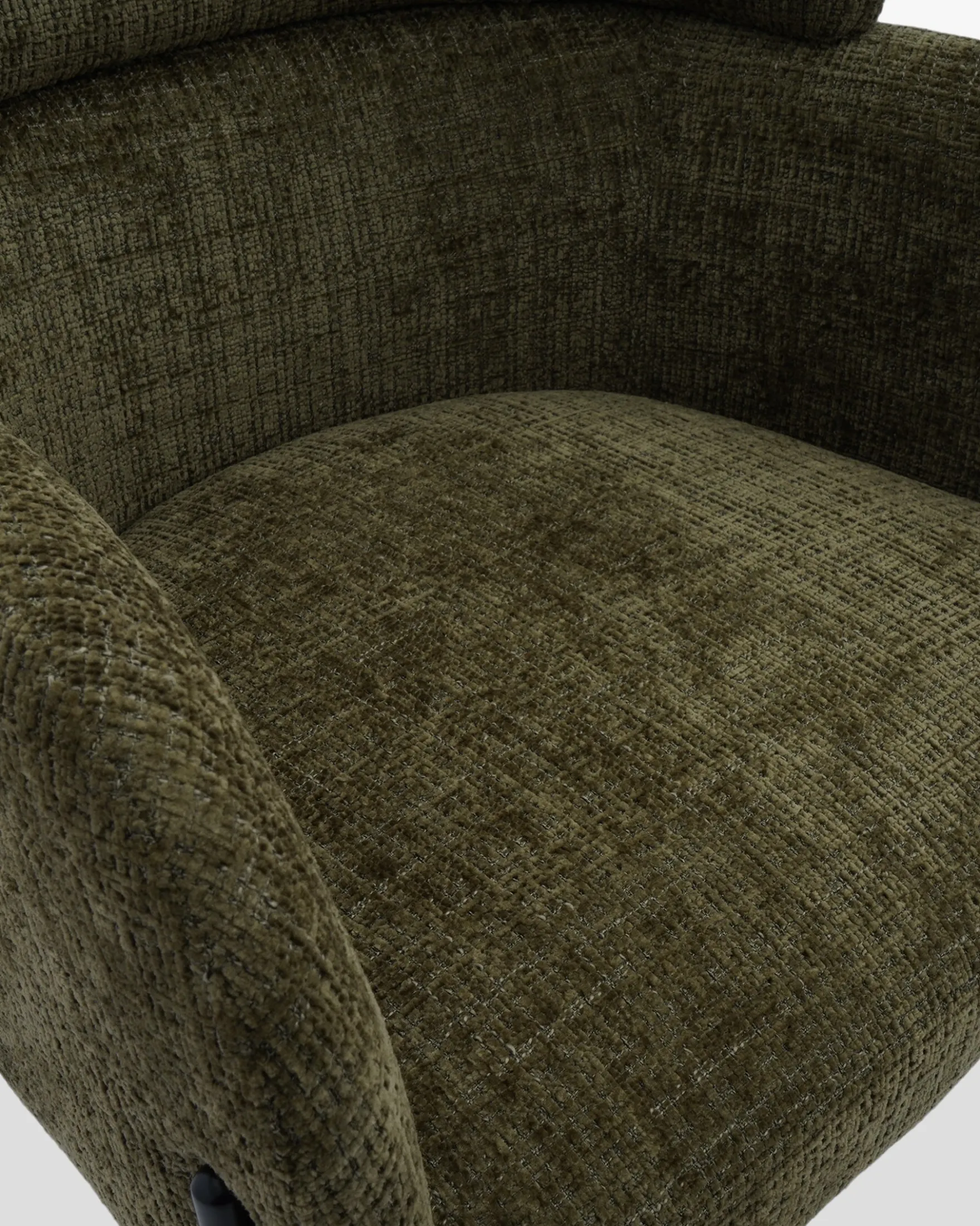 Chaise, Tweed vert lichen & métal noir Baron