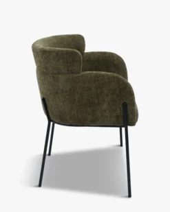 Chaise, Tweed vert lichen & métal noir Baron