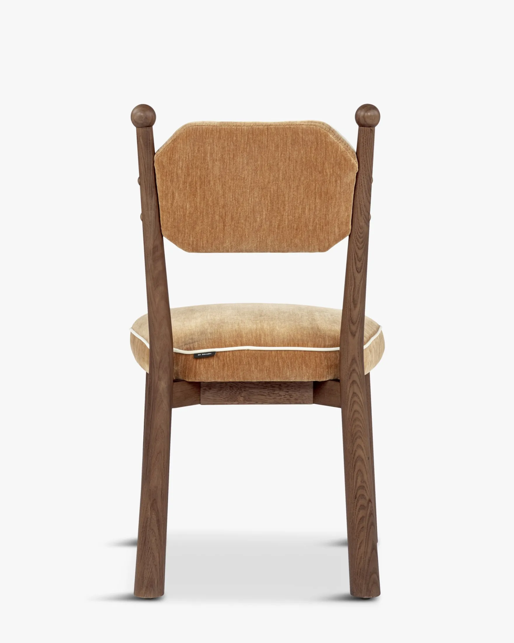 Chaise, Velours chenillé camel doré & Frêne massif Anna