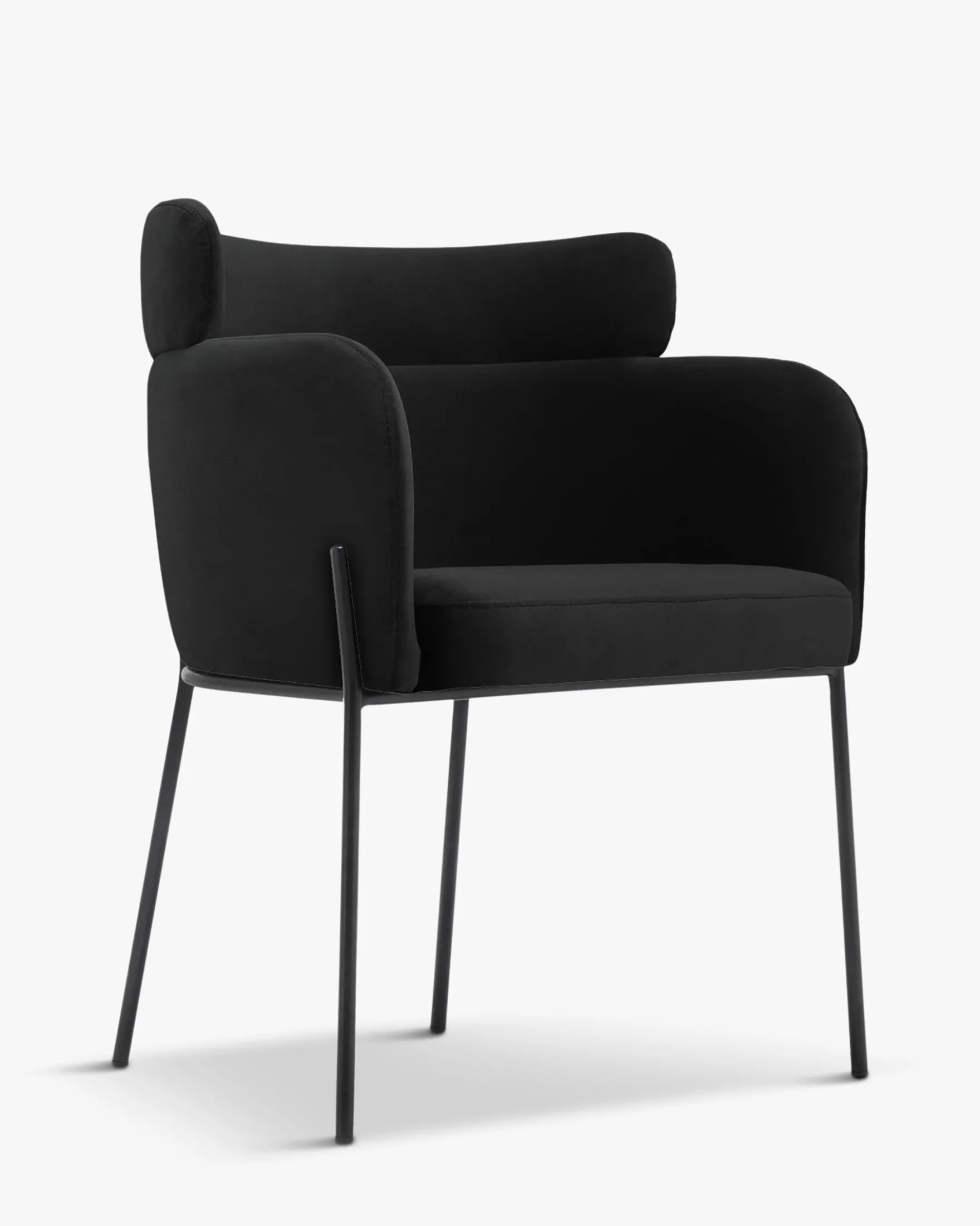 Chaise, Velours nuit noire & métal noir Baron