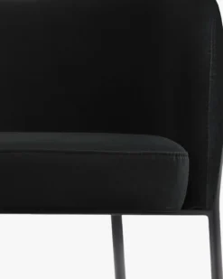 Chaise, Velours nuit noire & métal noir Baron