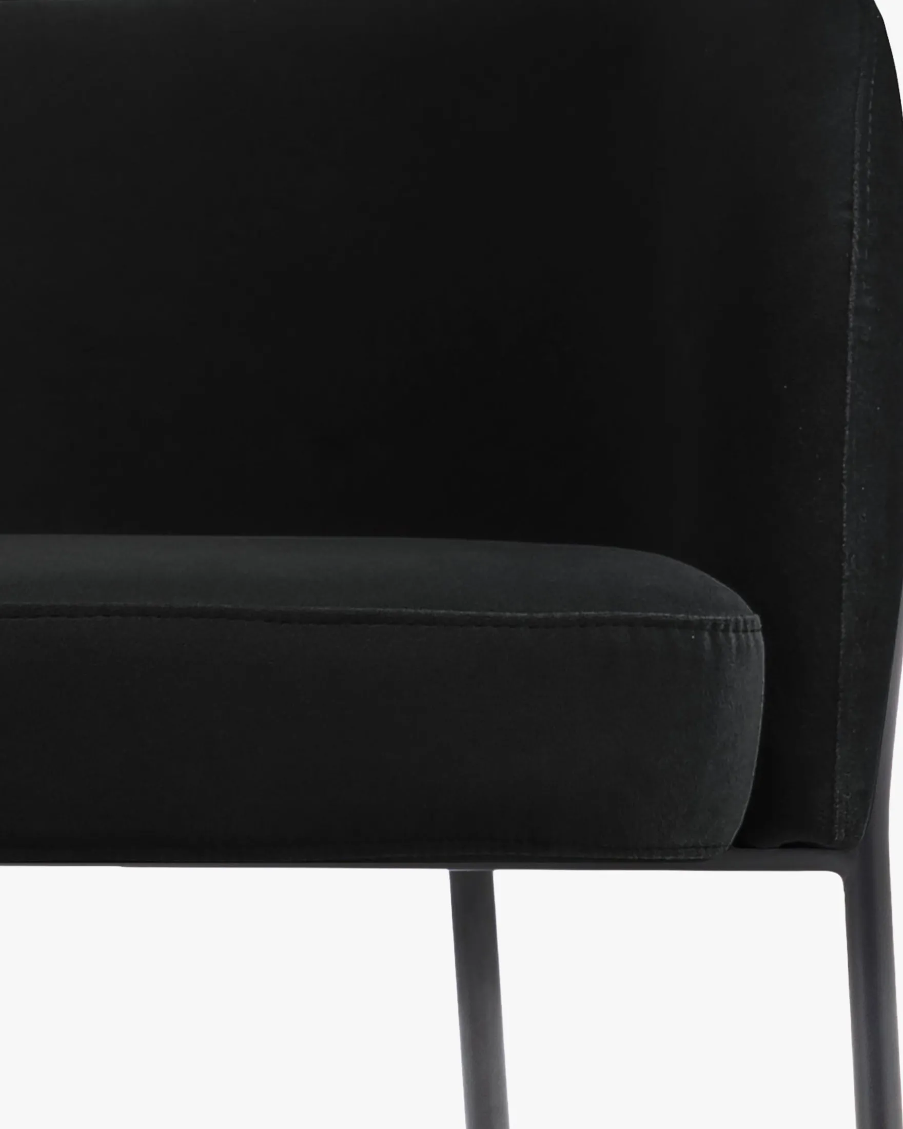 Chaise, Velours nuit noire & métal noir Baron