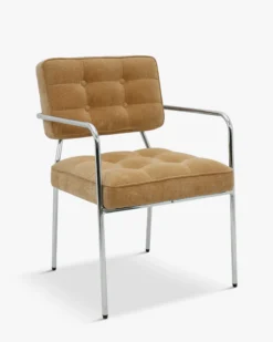 Chaise, Velours orange abricot & Métal chromé Orea