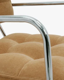 Chaise, Velours orange abricot & Métal chromé Orea
