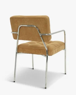 Chaise, Velours orange abricot & Métal chromé Orea
