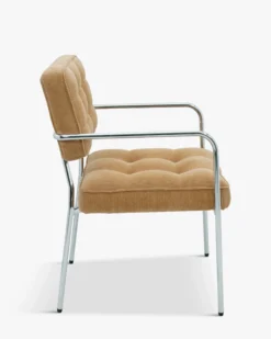 Chaise, Velours orange abricot & Métal chromé Orea