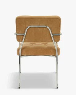 Chaise, Velours orange abricot & Métal chromé Orea