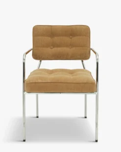 Chaise, Velours orange abricot & Métal chromé Orea