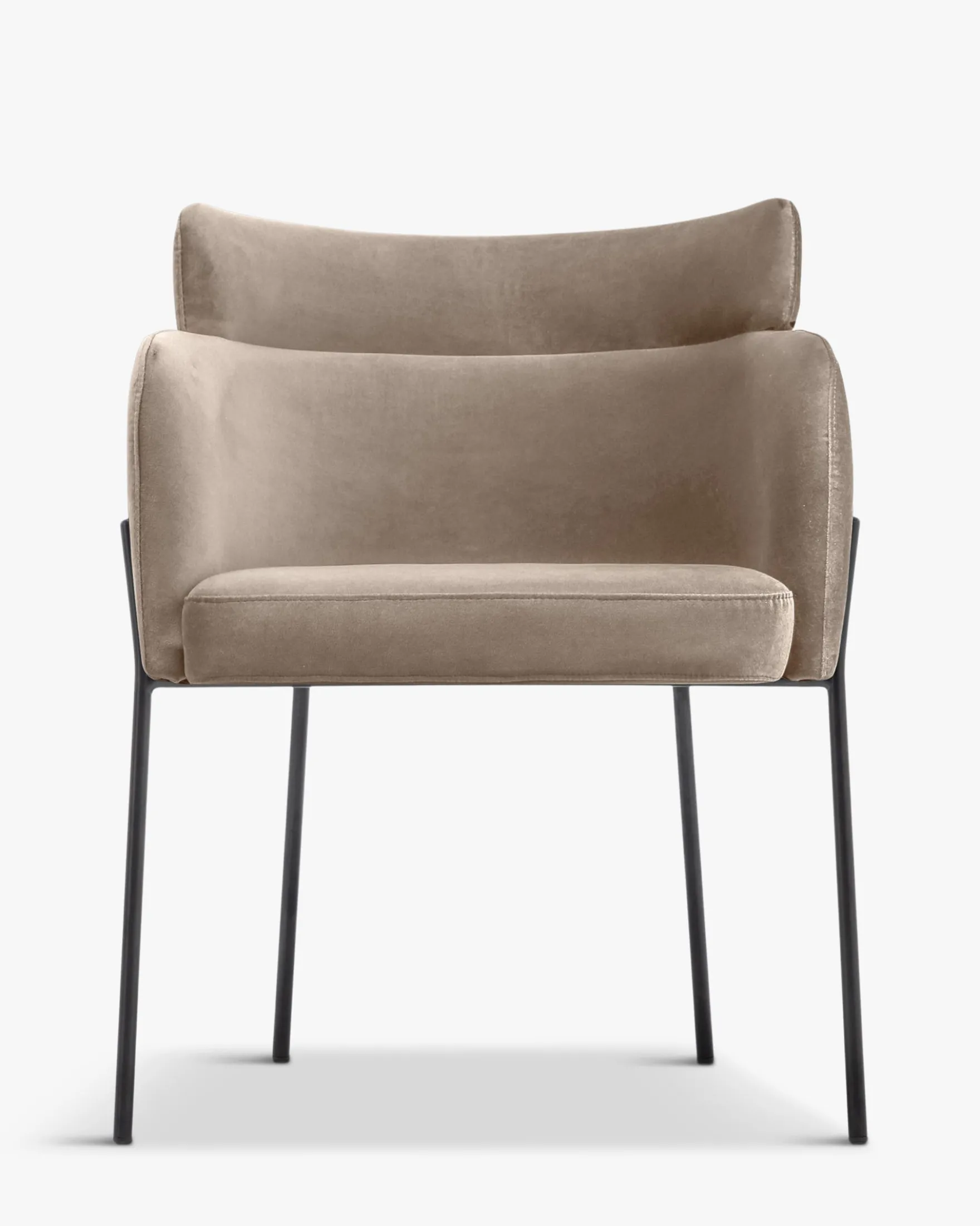 Chaise, Velours taupe & métal noir Baron
