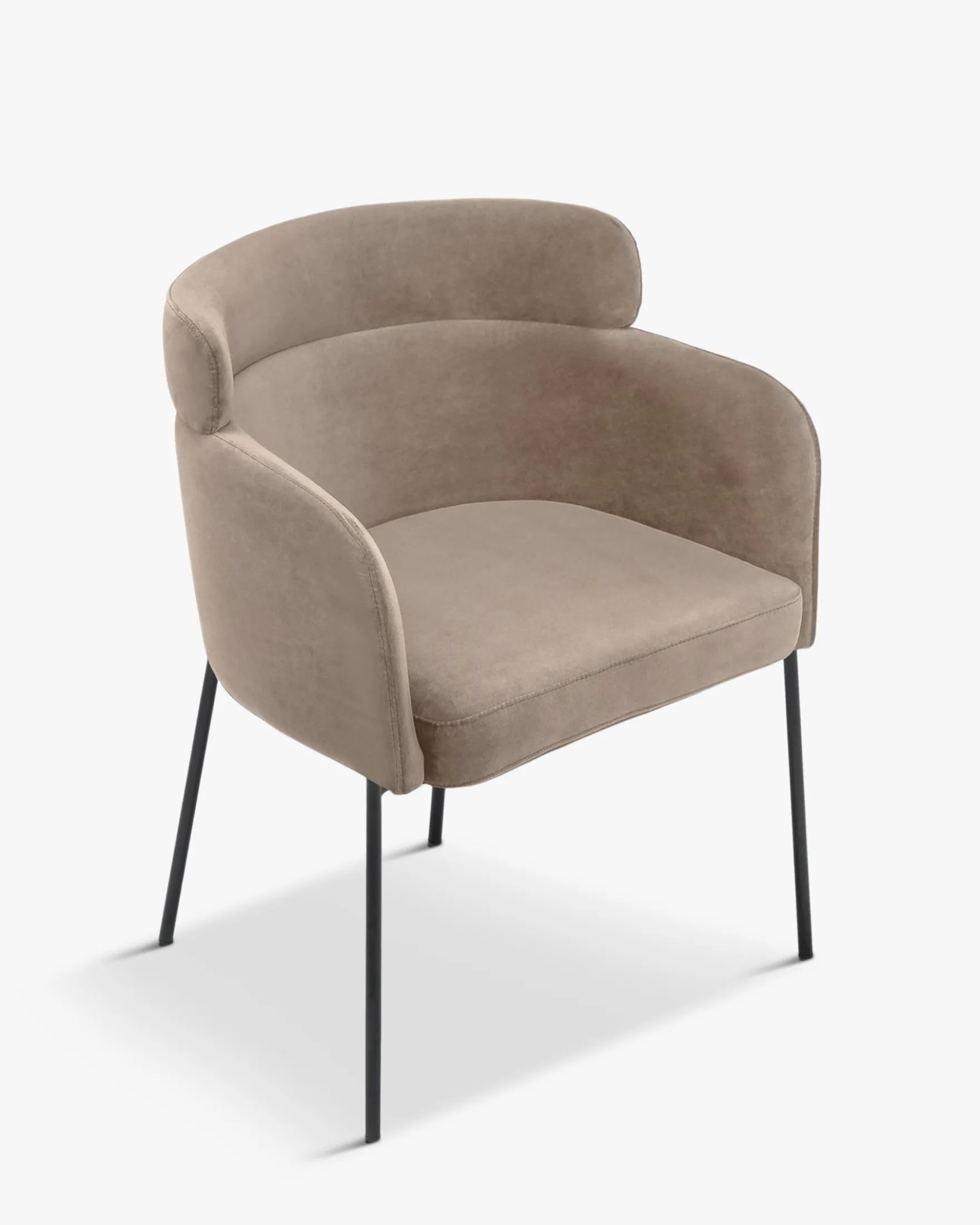 Chaise, Velours taupe & métal noir Baron