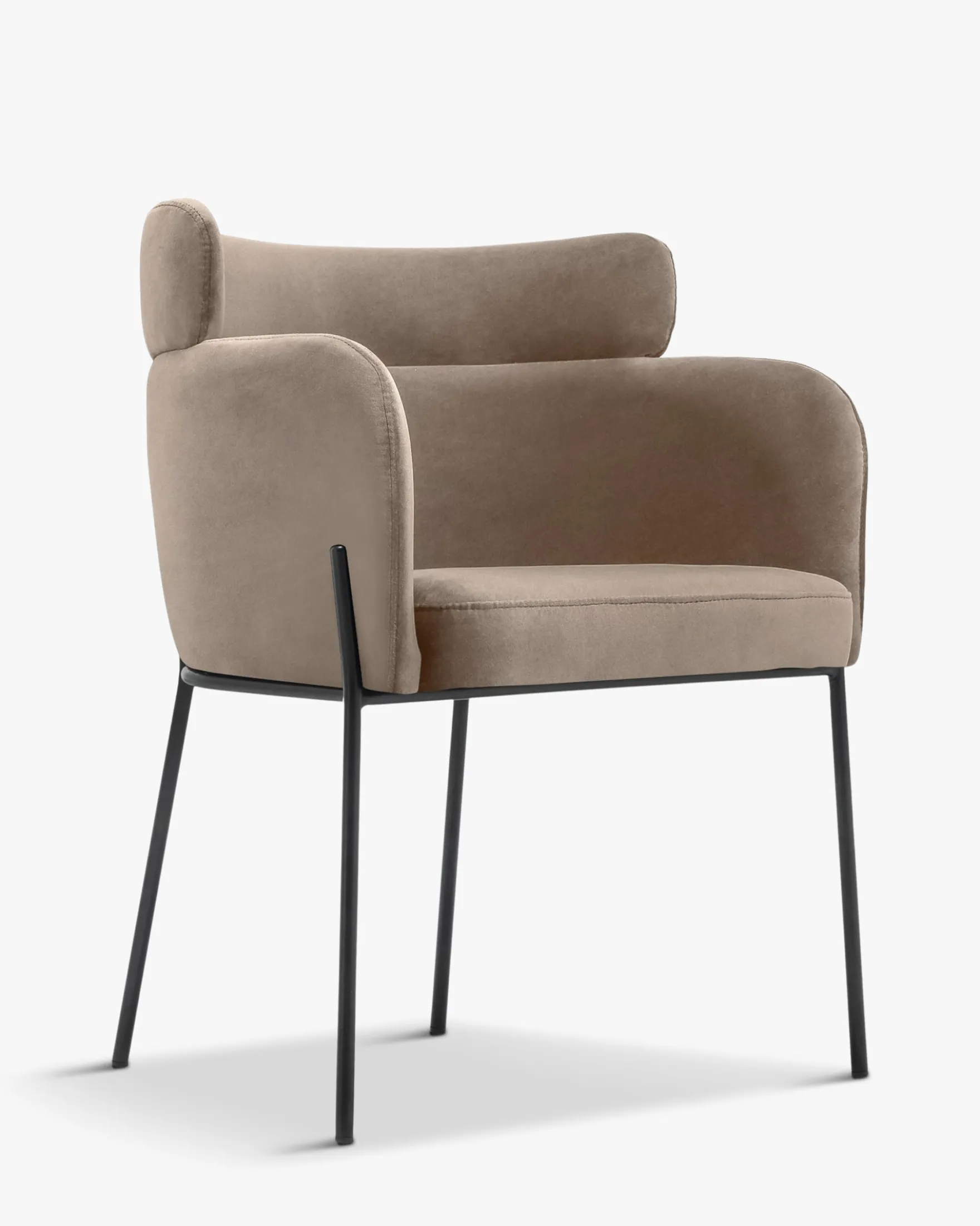 Chaise, Velours taupe & métal noir Baron