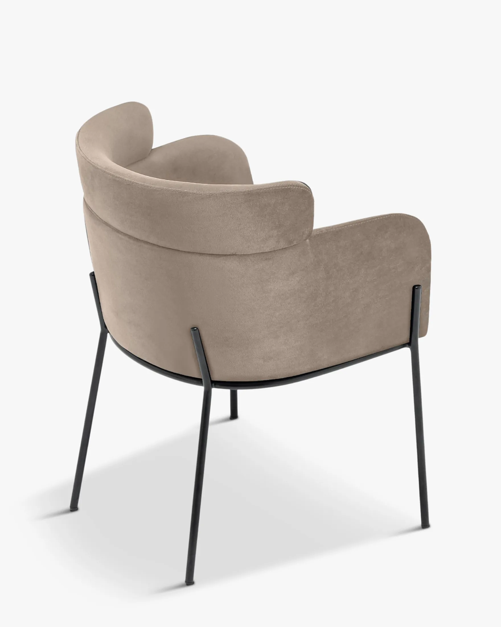 Chaise, Velours taupe & métal noir Baron