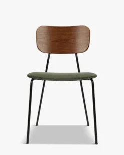 Chaise, Velours vert bouteille, bois noyer & métal noir Eero