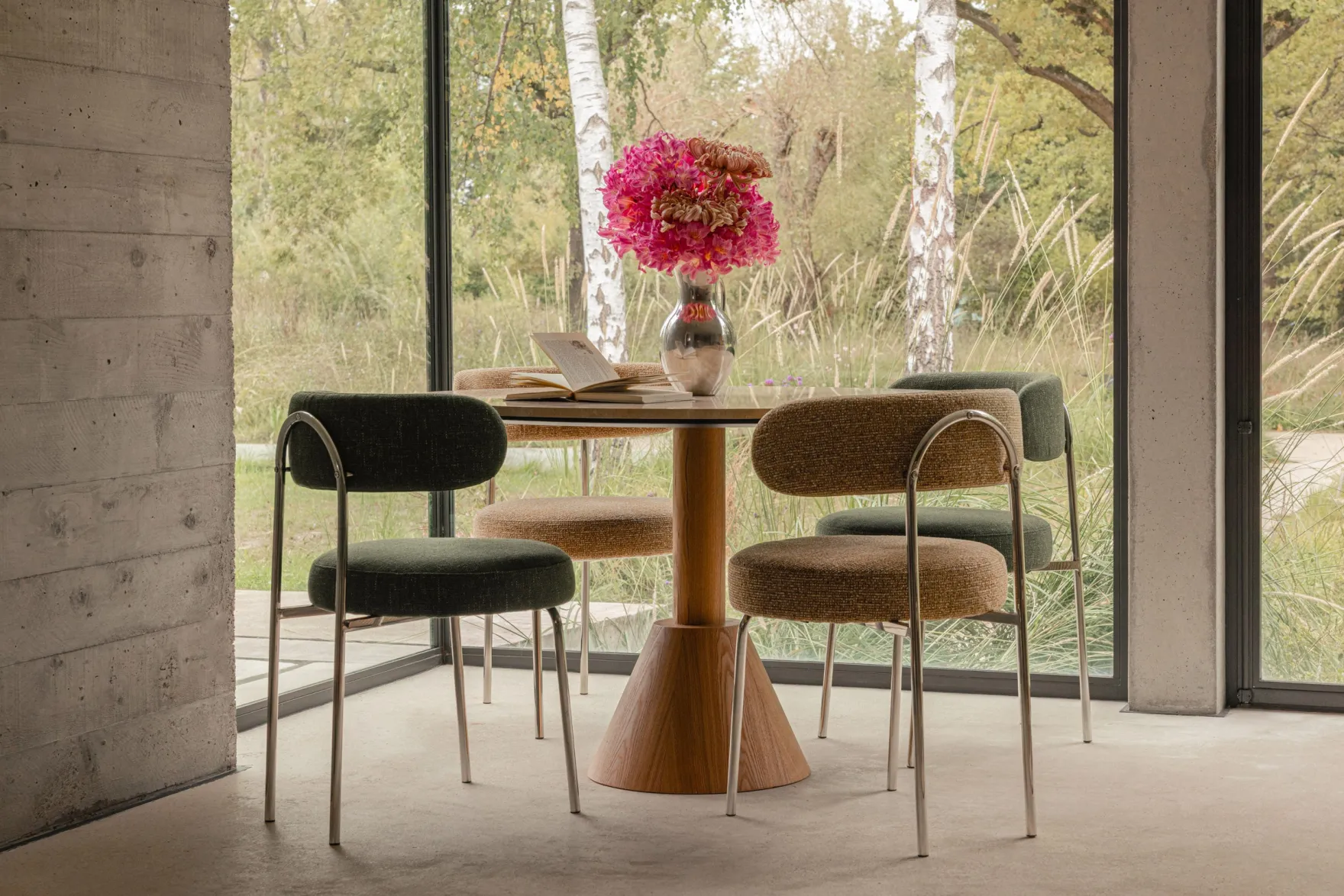 Chaise, Vert cactus & métal chromé Vittoria