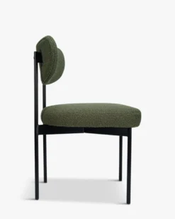 Chaise, Vert kaki bouclé & métal noir Jasper