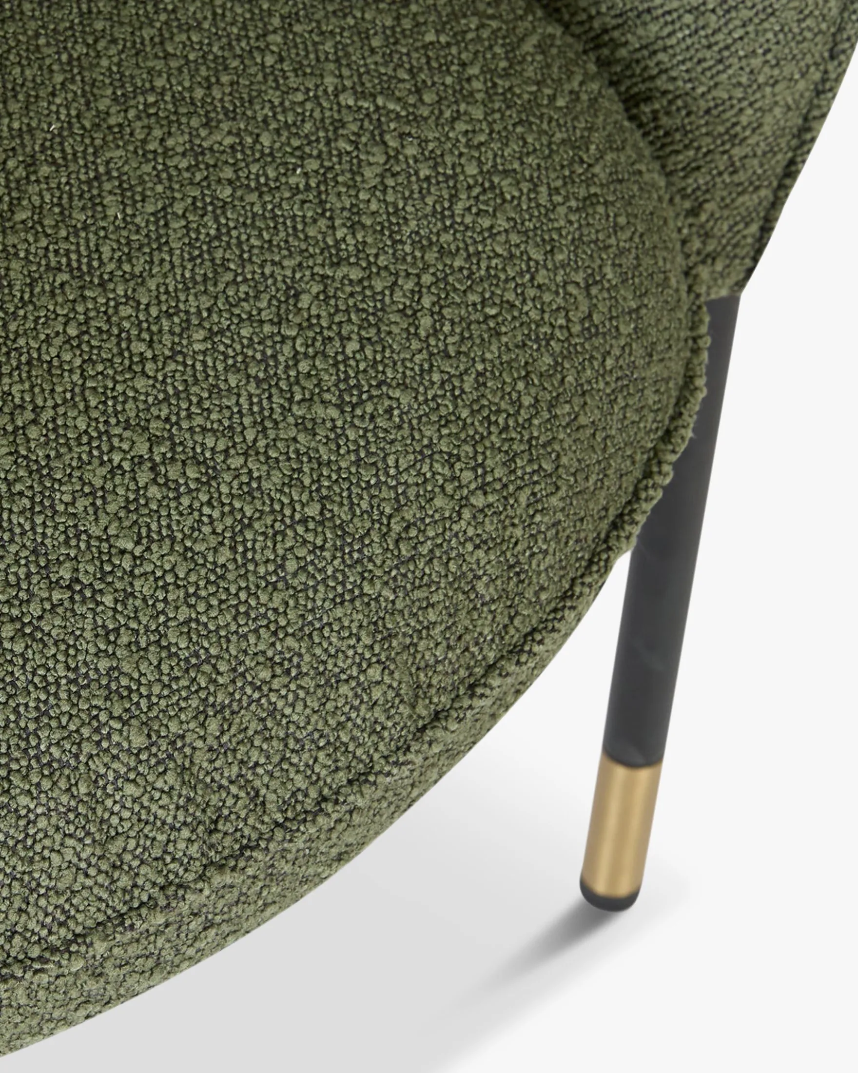 Chaise, Vert kaki bouclé & métal noir Chuck