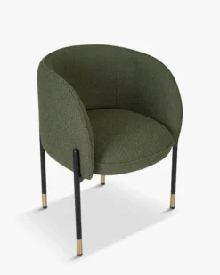 Chaise, Vert kaki bouclé & métal noir Chuck