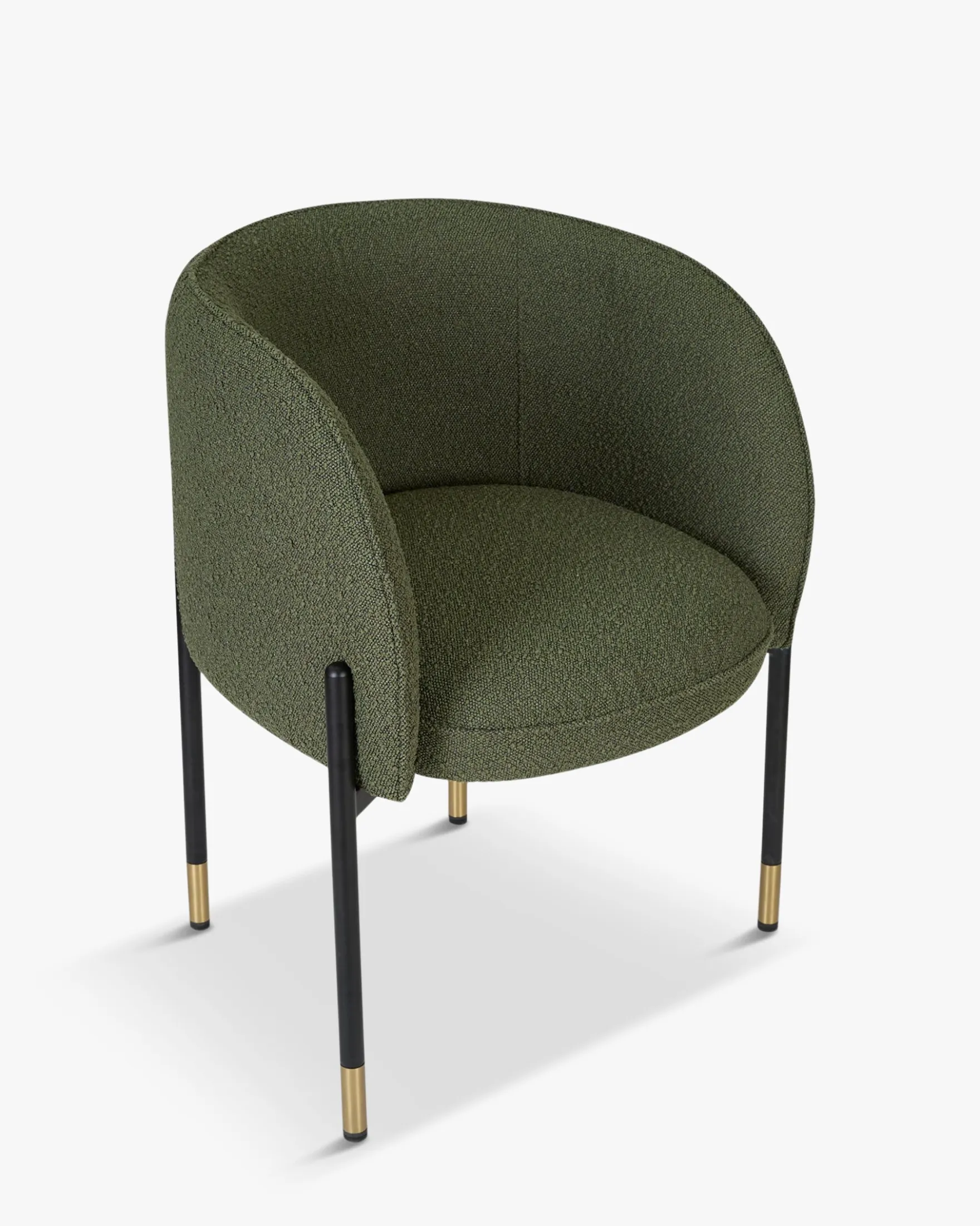 Chaise, Vert kaki bouclé & métal noir Chuck