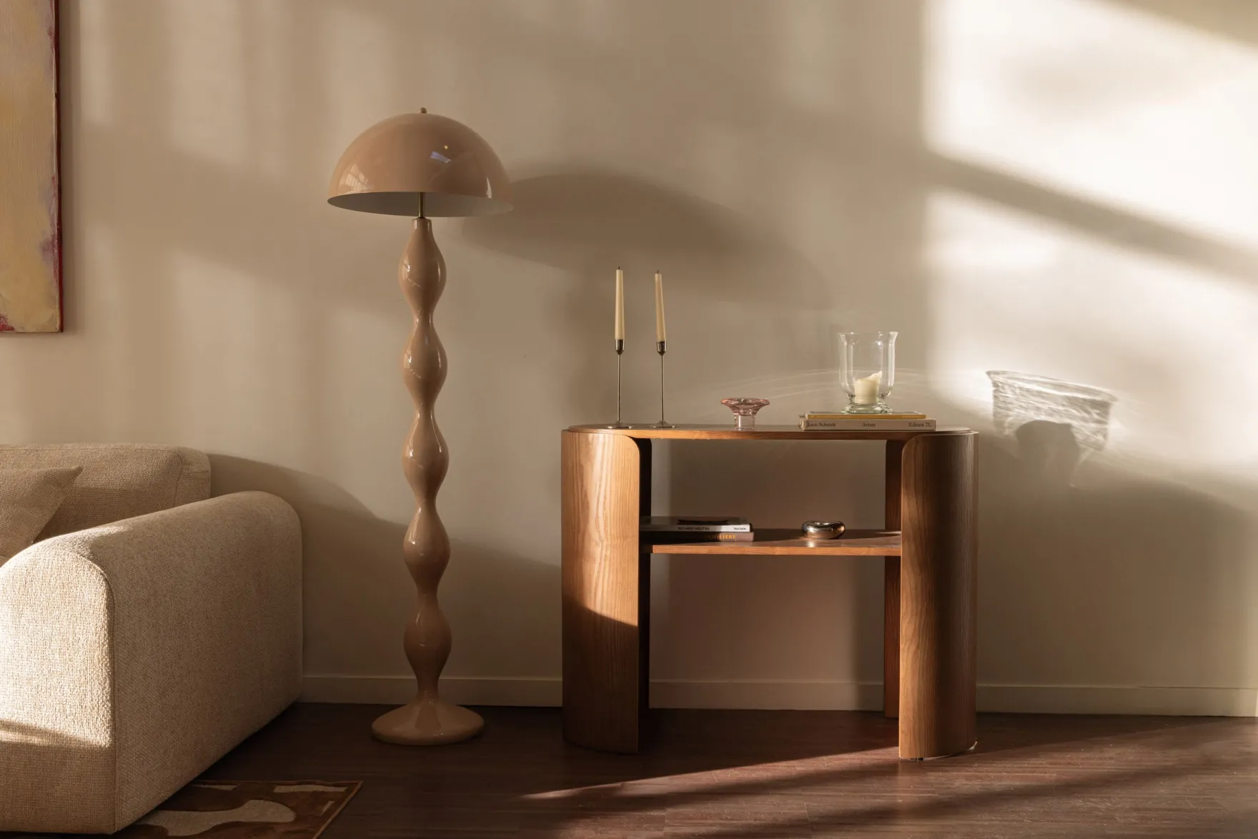 Console, Bois de frêne teinte noyer, L100 Elipse