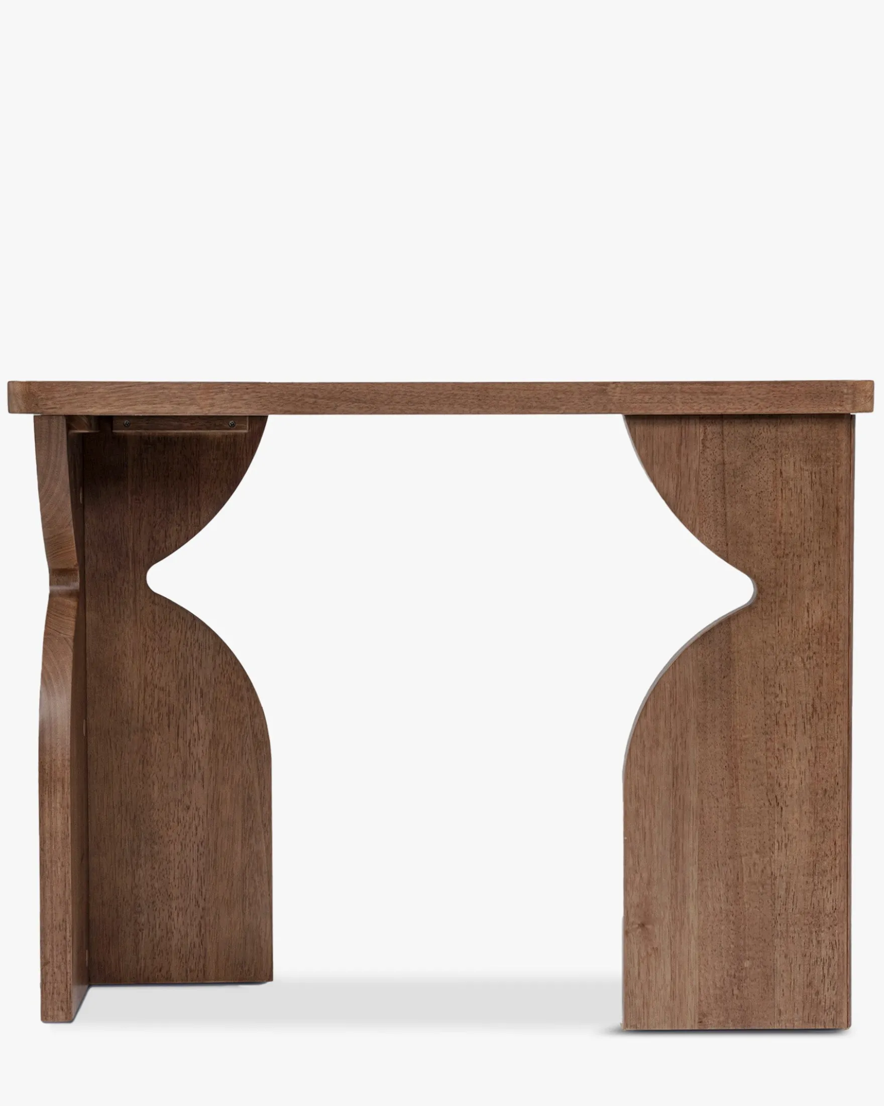 Console, Bois massif d'hévéa teinte noyer, L100 Kayla
