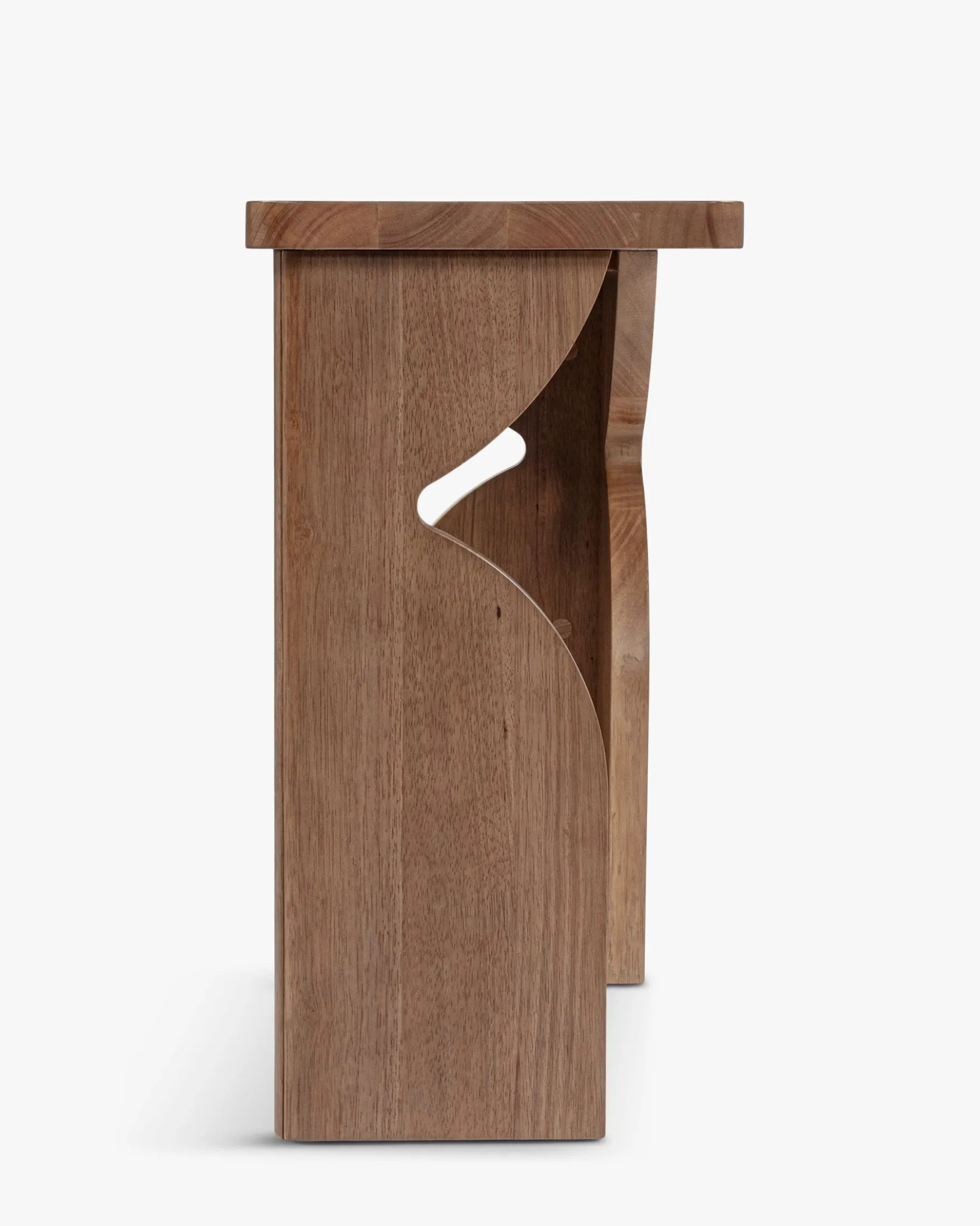 Console, Bois massif d'hévéa teinte noyer, L100 Kayla