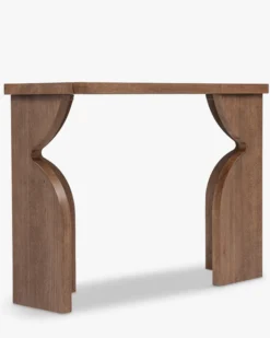 Console, Bois massif d'hévéa teinte noyer, L100 Kayla