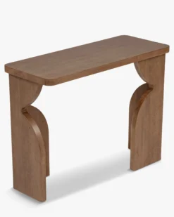 Console, Bois massif d'hévéa teinte noyer, L100 Kayla