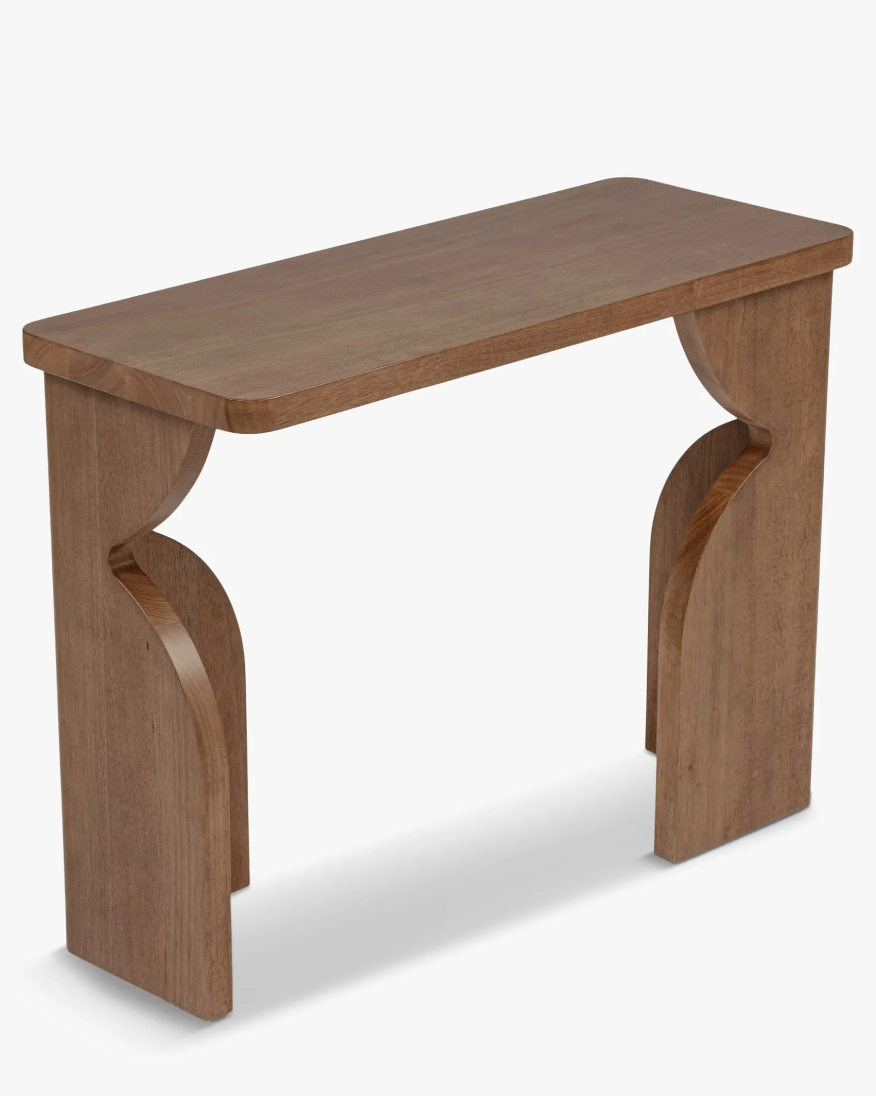 Console, Bois massif d'hévéa teinte noyer, L100 Kayla