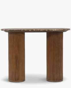 Console, Marbre Dark Emperador & Bois teinté noyer, L100 Oviedo