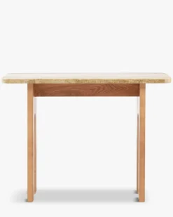 Console, Travertin & bois blond, L100 Danbury