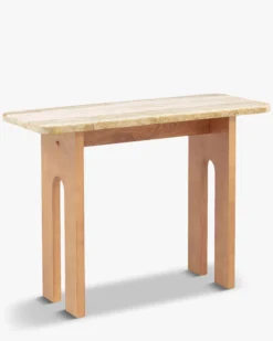 Console, Travertin & bois blond, L100 Danbury