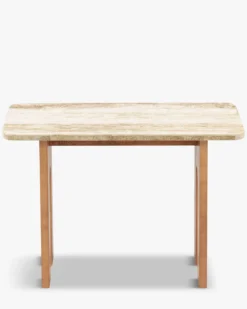 Console, Travertin & bois blond, L100 Danbury