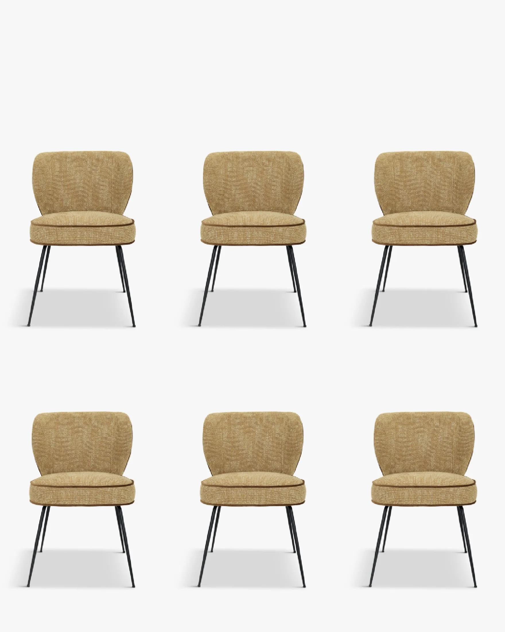 Ensemble 6 chaises, Tweed marron écureuil Wayne