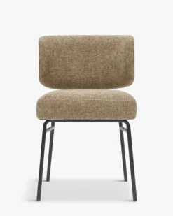 Ensemble de 6 chaises, Tweed taupe & métal noir Abby