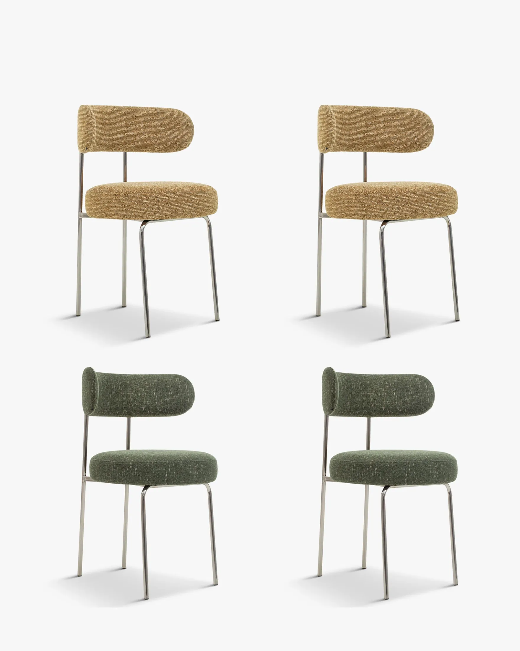 Ensemble de 4 chaises, Vert cactus & tweed chêne Vittoria
