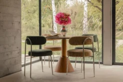 Ensemble de 4 chaises, Vert cactus & tweed chêne Vittoria
