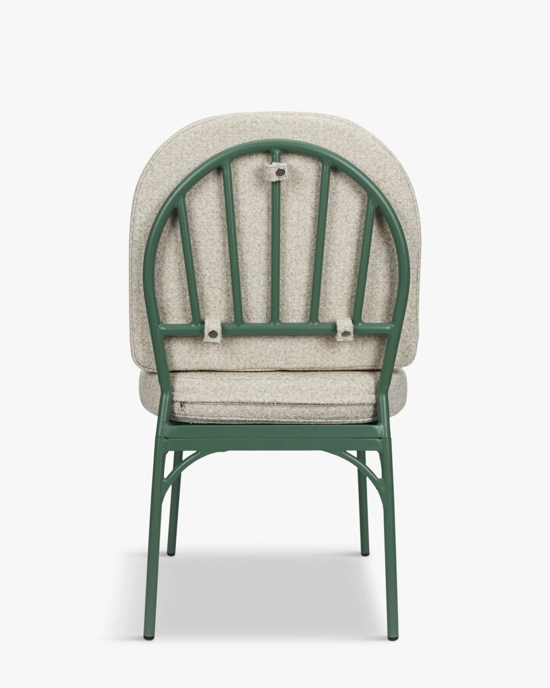 Ensemble de jardin, Table à manger de jardin ronde + 4 chaises, Blanc, Beige bouclé & Métal vert Athena, Bonifacio