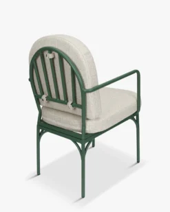 Ensemble de jardin, Table à Manger de Jardin Ronde + 4 Chaises, Blanc, Beige Bouclé & Métal vert Athena, Bonifacio