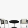 Ensemble de jardin, Table à manger de jardin ronde + 2 chaises, Noir & Blanc écru Santa Monica, Echo