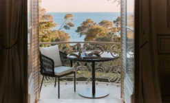 Ensemble de jardin, Table à manger de jardin ronde + 2 chaises, Noir & Blanc écru Santa Monica, Echo
