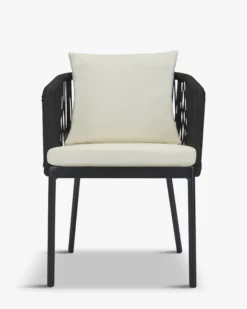 Ensemble de jardin, Table à manger de jardin ronde + 2 chaises, Noir & Blanc écru Santa Monica, Echo