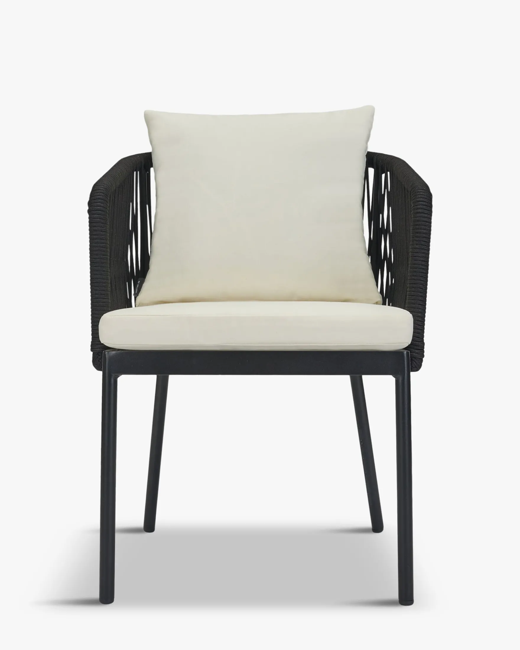 Ensemble de jardin, Table à manger de jardin ronde + 2 chaises, Noir & Blanc écru Santa Monica, Echo