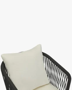 Ensemble de jardin, Table à manger de jardin ronde + 2 chaises, Noir & Blanc écru Santa Monica, Echo
