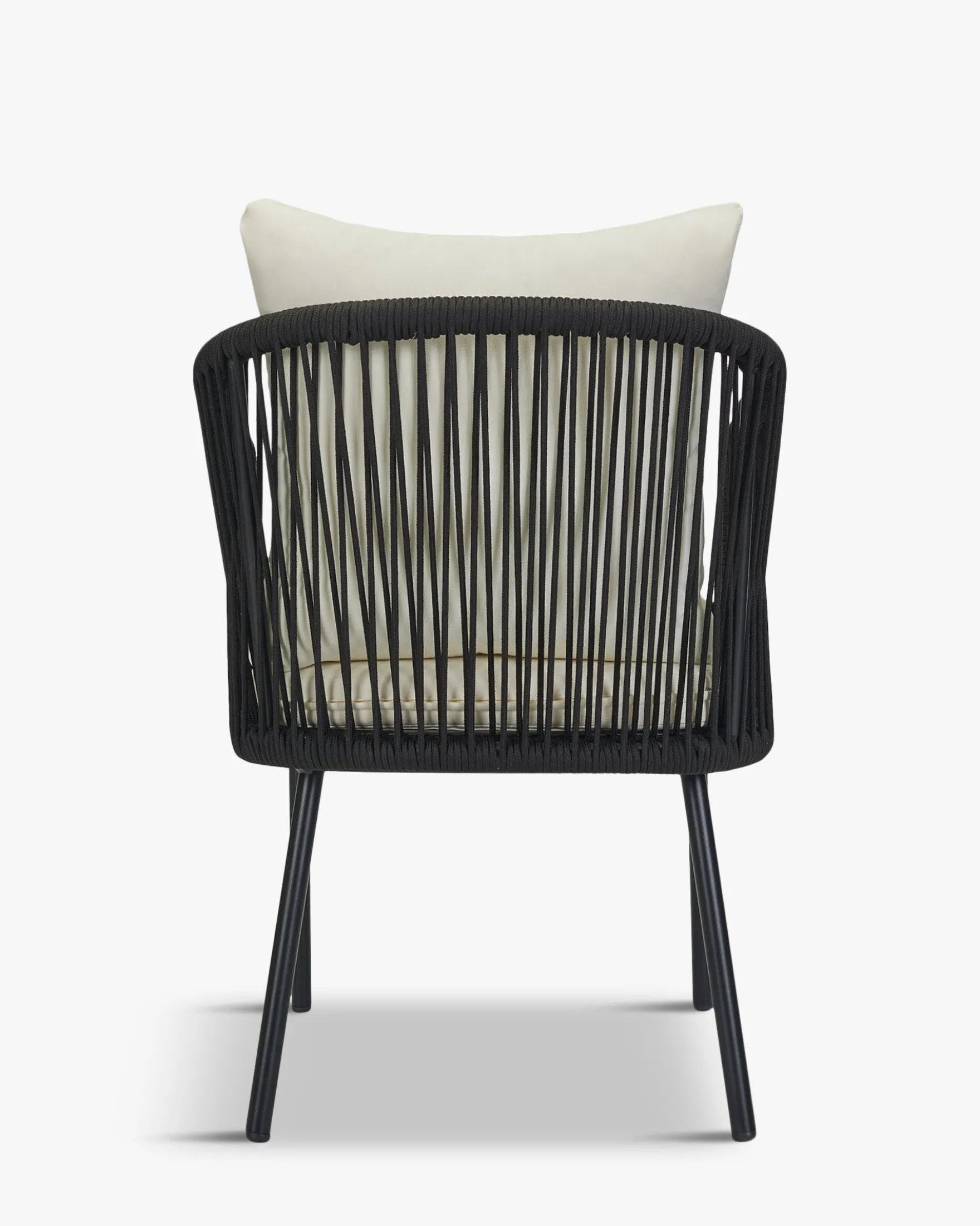 Ensemble de jardin, Table à manger de jardin ronde + 2 chaises, Noir & Blanc écru Santa Monica, Echo