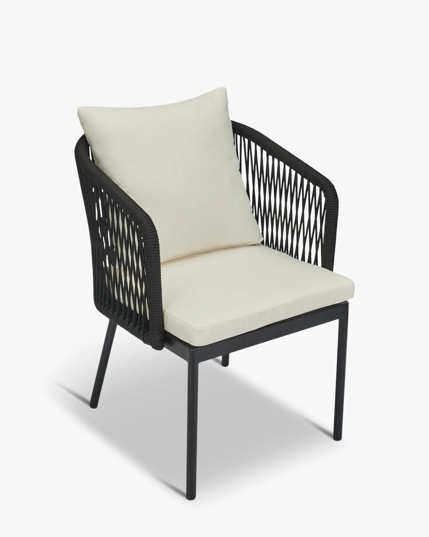 Ensemble de jardin, Table à manger de jardin ronde + 2 chaises, Noir & Blanc écru Santa Monica, Echo