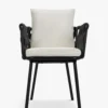 Ensemble de jardin, Table à manger de jardin ronde + 2 chaises, Noir & Blanc écru Hamptons, Echo