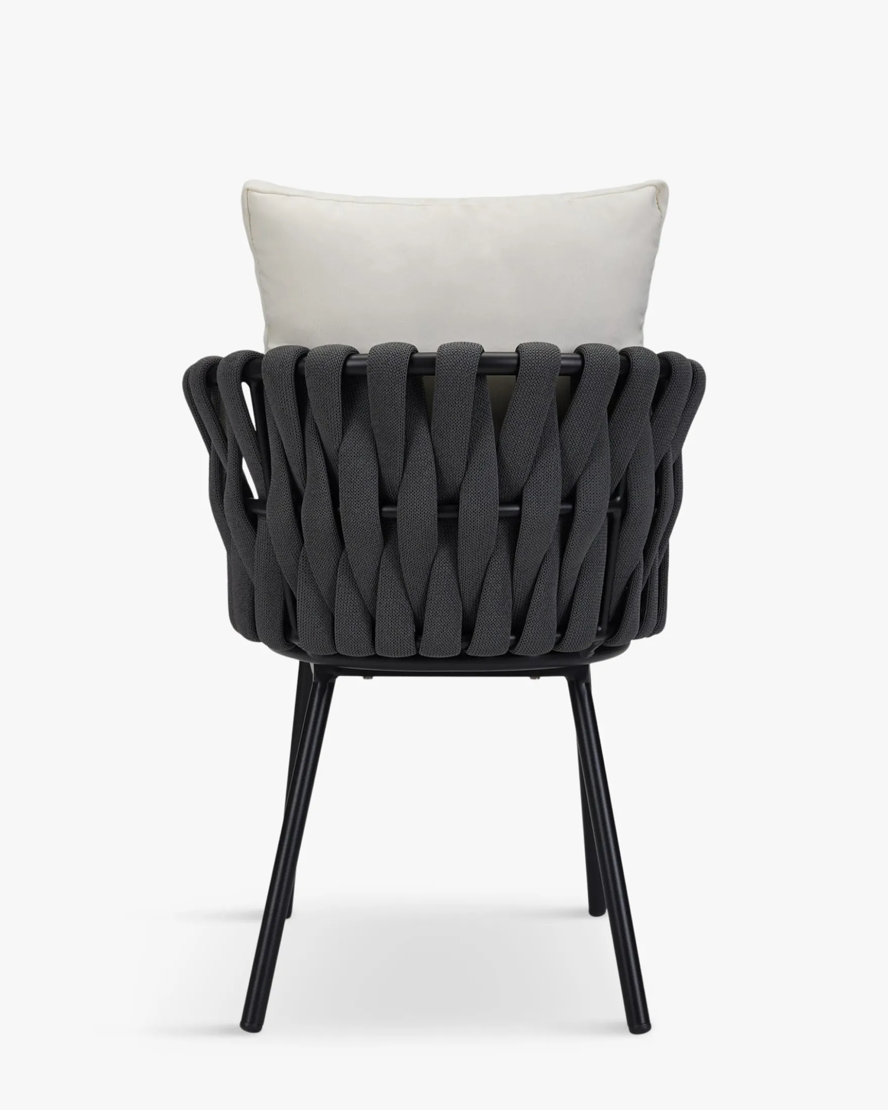 Ensemble de jardin, Table à manger de jardin ronde + 2 chaises, Noir & Blanc écru Hamptons, Echo