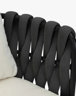 Ensemble de jardin, Table à manger de jardin ronde + 2 chaises, Noir & Blanc écru Hamptons, Echo