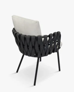 Ensemble de jardin, Table à manger de jardin ronde + 2 chaises, Noir & Blanc écru Hamptons, Echo