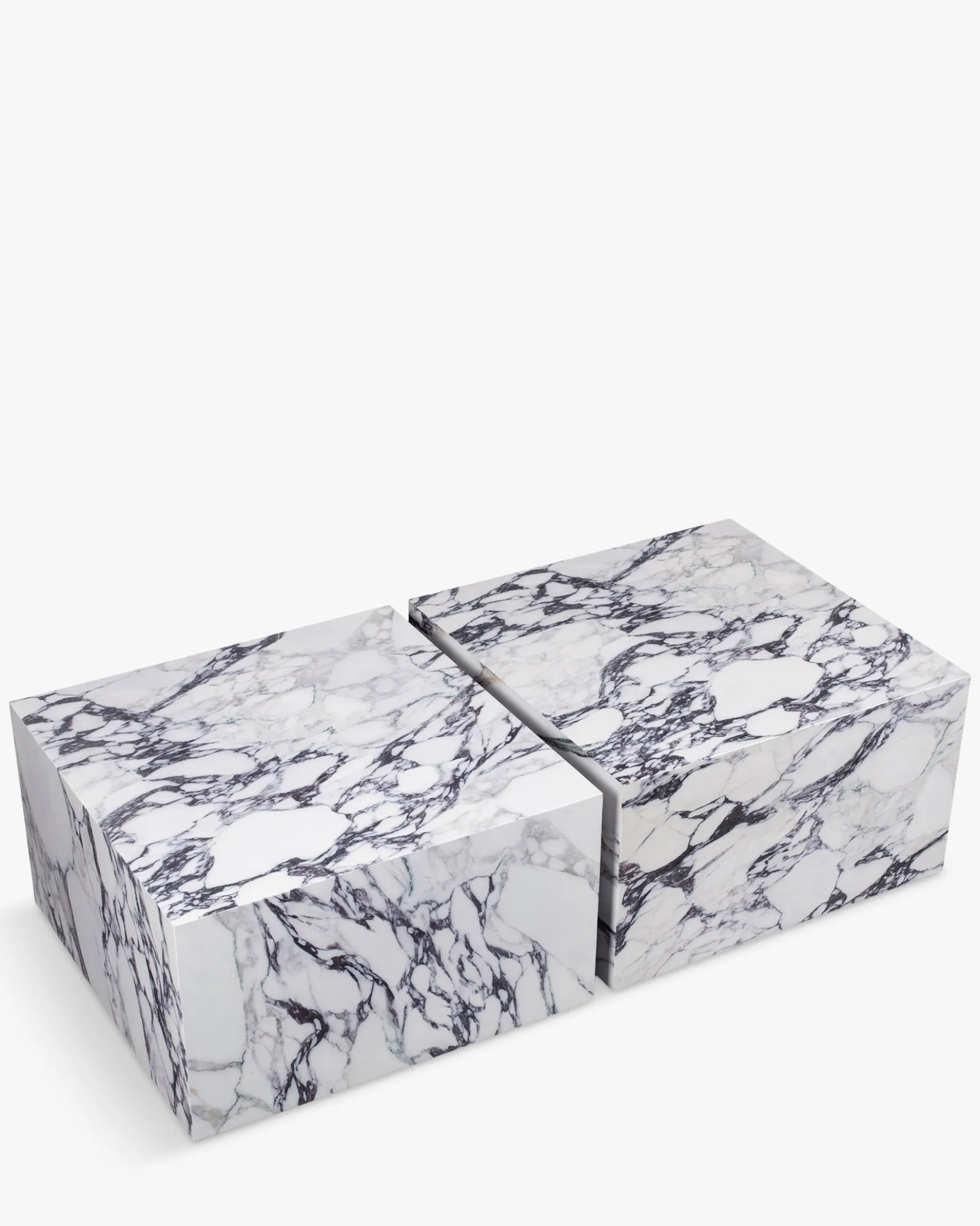 Ensemble de 2 tables basses, Cubes effet marbre glossy Roma